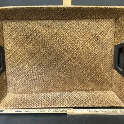Hand-Woven Rectangular Seagrass Serving Tray With Built-In Side Handles - Potterville