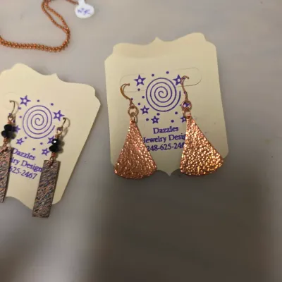 2 Copper Earing Sets, Copper Bracelet, and Sterling Earring Set