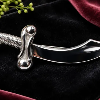 Rare 1940s Coro Era Chrome Scimitar Kilt Pin / Brooch C-Clasp Pat Pend 3.75" - Potterville