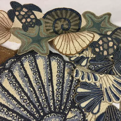 Collection of Beaded Mats and Table Runners from Pier 1 Imports and Home Goods