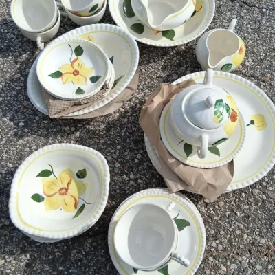 Sale Photo Thumbnail #19: Vintage Blue Ridge Southern Potteries Hand Painted Dinnerware in Sungold Pattern