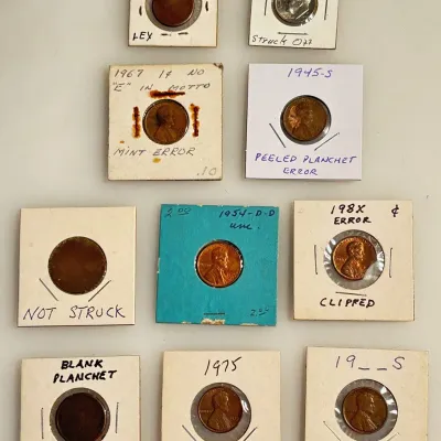 Lot of 10 Error Coins - 1C and 10C