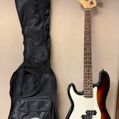 SX Guitar Standard Series Electric Bass: Sunburst 4-String Precision-Style Bass with Gig Bag