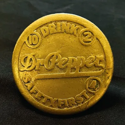100% Authenticated Original 1930s Dr Pepper Solid Brass Sidewalk Marker