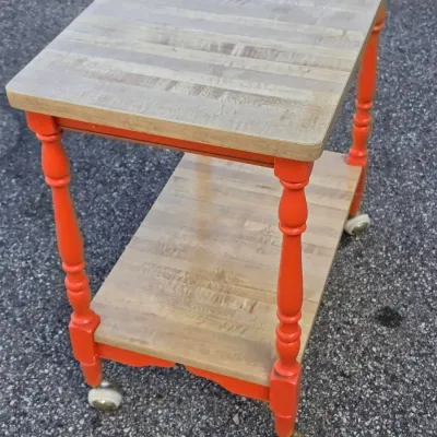 Rolling Wooden Kitchen Cart with a Butcher-Block-Style Top on Casters