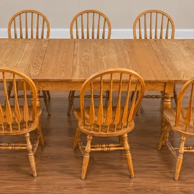 Amish Heritage Furniture Dining Room Table with 8 Chairs and 2 Leaves
