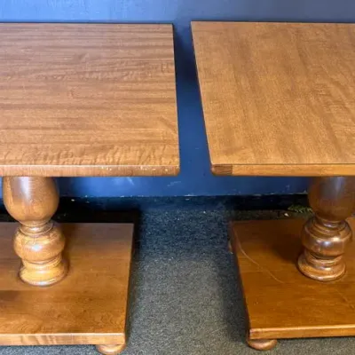 Pair of Vintage Wood Pedestal Accent Tables