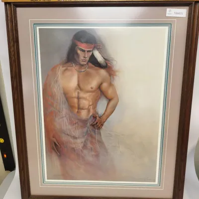 Framed Ox Franca Signed and Numbered Native American Portrait Print 144/1500 w/ Gallery Envelope