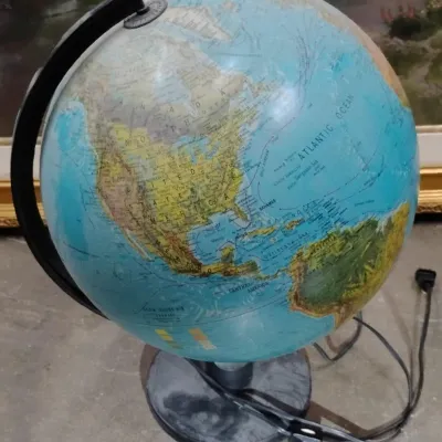 Vintage Illuminated World Globe with Stand