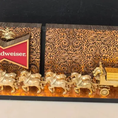 Budweiser Clydesdale 8-Horse Hitch Lighted Back Bar Sign