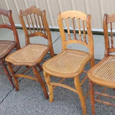 Vintage Cane-Seat Dining Chair Set