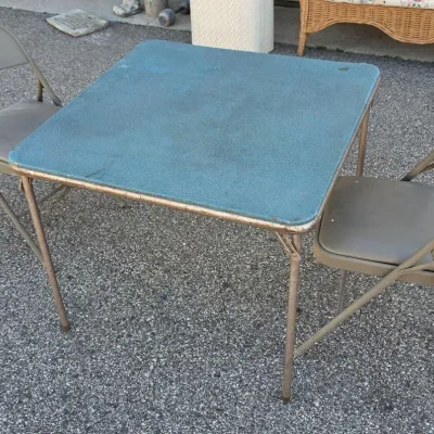 Folding Card Table with 2 Folding Metal Chairs