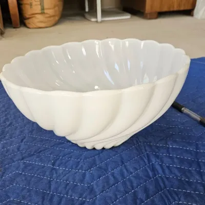 Hazel-Atlas Alpine Swirl Milk Glass Serving Bowl - Estate Sales Warehouse (GR)