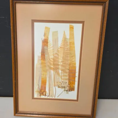 Birch Bark/Fern picture - Framed and Matted - May be Patricia Davis-Ganek