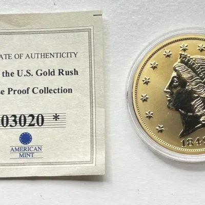 1849 - Liberty Head Double Eagle - Replica Proof - Layered in 24k Gold with COA