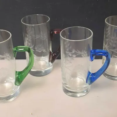 4 Art Glass Mugs