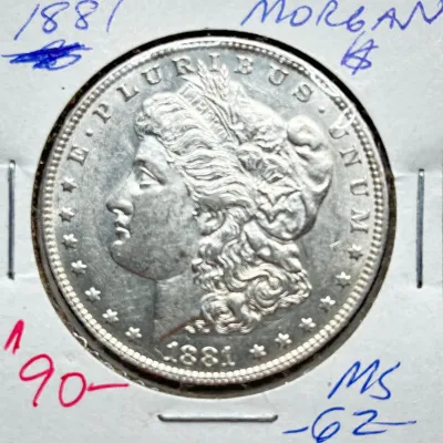 1881 - Morgan Silver Dollar - MS62