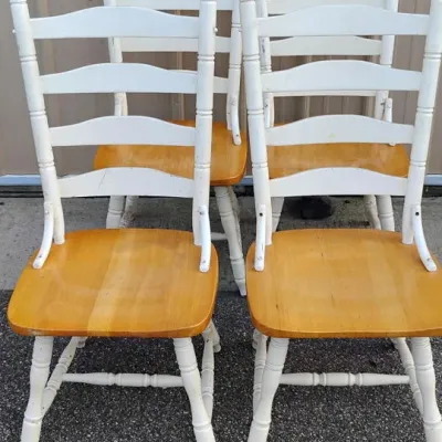 Set of Six Vintage Ladder-Back Dining Chairs
