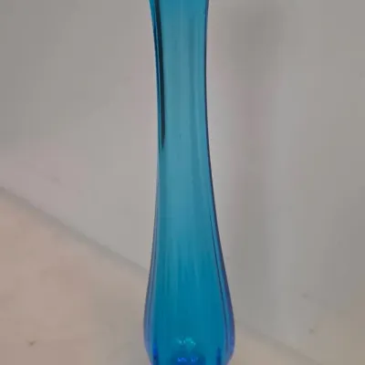 Colonial Blue Swung Glass Bud Vase
