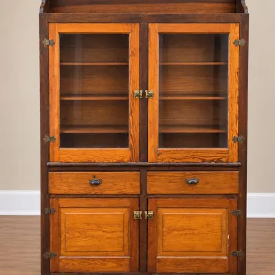 Antique Wooden Step-Back Cupboard or Kitchen Hutch