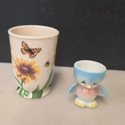 Spode Floral Cup and DWS Egg Coddler