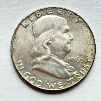 1963 D - Silver Franklin Half Dollar