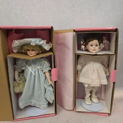 2 Vintage Collectible Porcelain Dolls from Treasury Collection by Paradise Galleries