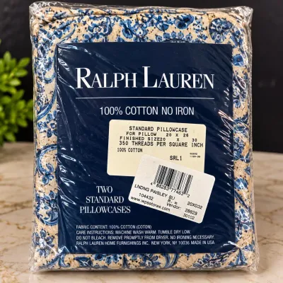 NEW Ralph Lauren The Landing Paisley 2 Standard Pillowcases - USA 350TC - Potterville