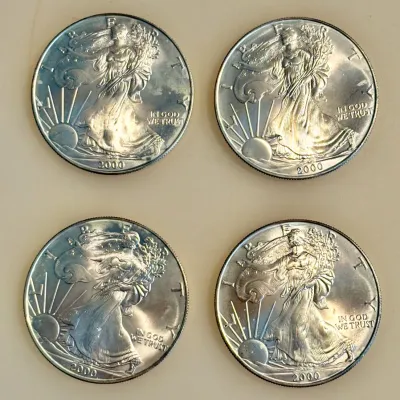 Lot of 4 - 2000 - American Silver Eagle Bullion Coins