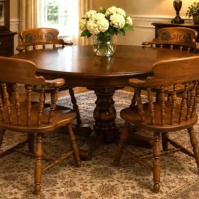 Lot 4 Vtg Heywood Wakefield Stenciled Maple Mate's Dining Room Chairs