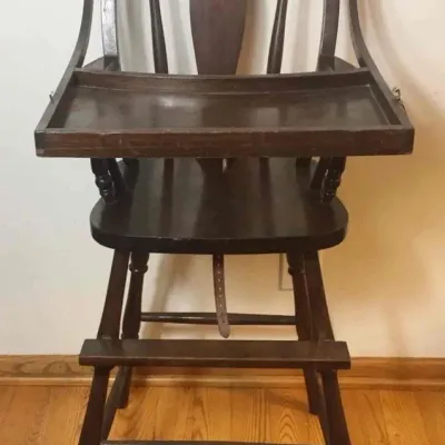 Vtg Heywood Wakefield's Baby Wooden Highchair Original Label