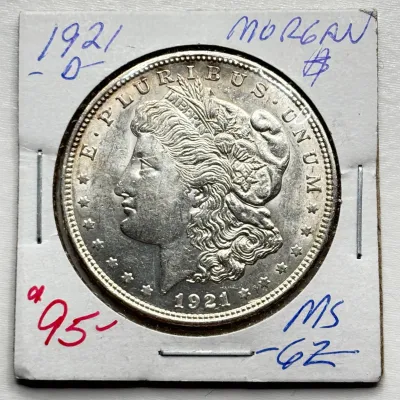 1921 D - Morgan Silver Dollar - MS62