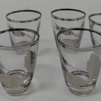 8 Vintage Libbey Silver Leaf Shot Glasses - 1960's, 8 Total