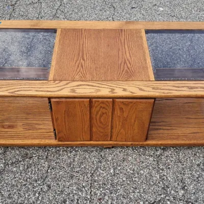 Vintage Coffee Table - Wood with Glass Inserts