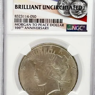 1922 Morgan to Peace Dollar - 100th Anniversary - NGC Certified Brilliant Uncirculated