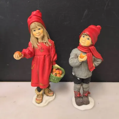 Girl and Boy with Basket of Apples 10" by Candy Design Norway (Swedish painter Carl Larsson)