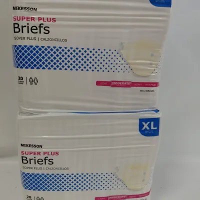 2 Packages of 20 XL Super Plus Briefs