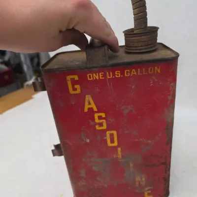 Sale Photo Thumbnail #126: Vintage Red 1-Gallon Metal Gasoline Can