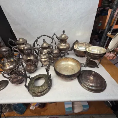 Antique Vintage Barker Ellis Silver Set Collection 14 Pcs Tea and Coffee Set