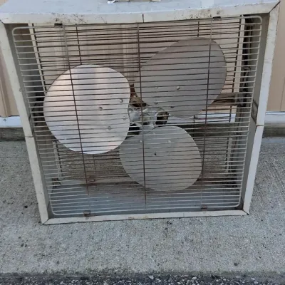Sale Photo Thumbnail #52: Vintage Berns Air King Corp Metal Box Fan