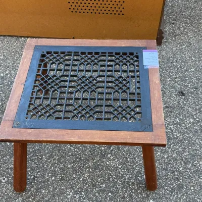 Vintage Cast Iron Floor Grate Accent Table/ Stool