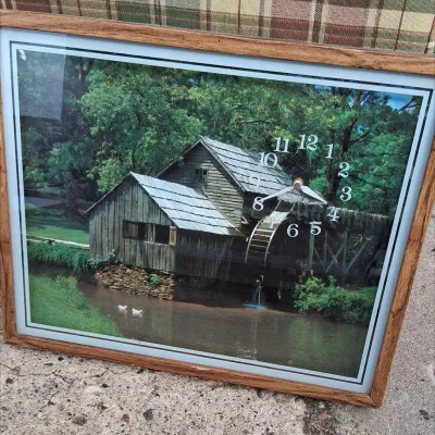 Sale Photo Thumbnail #39: Vintage 1970's Watermill Landscape Clock