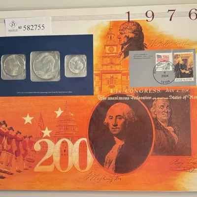 1976 S - 3 Piece Silver UNC Mint Set with 1776 - 1976 - Coins / Stamps