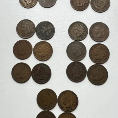 Lot of 30 Assorted Indian Head Cents - Date Range 1865 - 1909