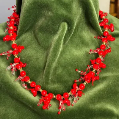 Sale Photo Thumbnail #105: Glass Bird Bead Necklace