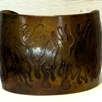 Sale Photo Thumbnail #58: Wide Copper Bracelet With Embossed Design