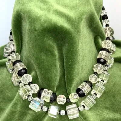 Sale Photo Thumbnail #90: Two Necklaces: Square Cut & Multi-Cut Beads