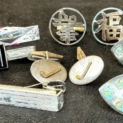 Sale Photo Thumbnail #83: Sterling Cuff & Tie Bars