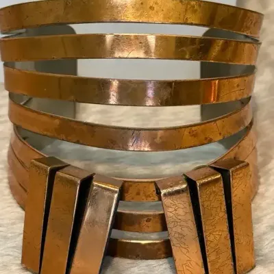 Sale Photo Thumbnail #57: Split Shank Copper and Aluminum Cuff Bracelet & Complementing Clip Earrings