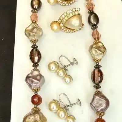 Sale Photo Thumbnail #123: Vintage Necklace & Three Pairs of Earrings